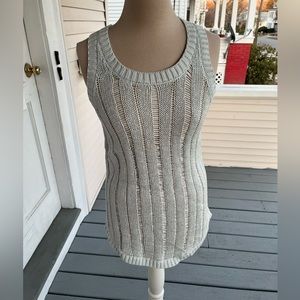 Joan Vass Studio Knit Long Vest M Pastel Aqua Spring Summer Classic VGUC